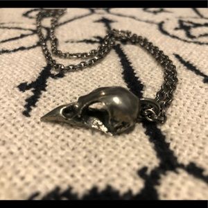 Martha rotten pewter blue jay skull necklace